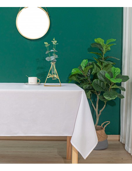 Nappe antitache unie blanche rectangulaire 145 x 240 cm