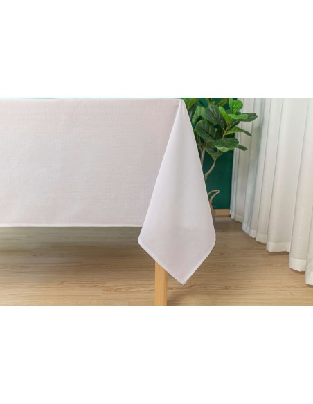 Nappe antitache unie blanche rectangulaire 145 x 240 cm