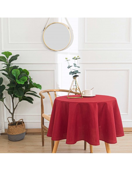 Nappe anti tache unie rouge ronde 160 cm