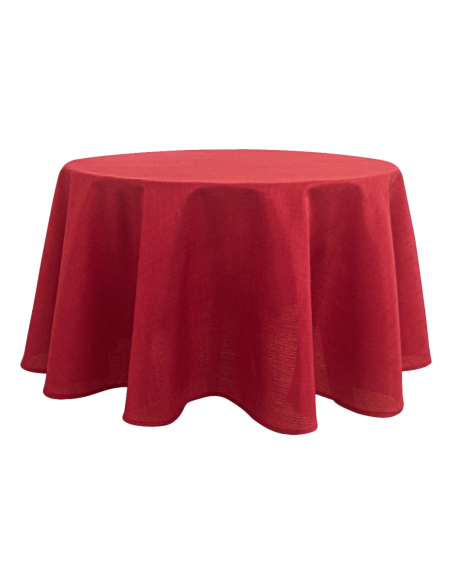 Nappe anti tache unie rouge ronde 160 cm