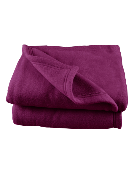 Couverture polaire  240 x 260 cm "Grande largeur" prune