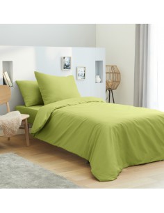 Housse de couette 140 x 200 unie anis 100% Coton / 57 Fils/cm²