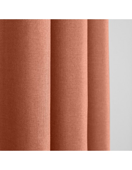 Paire de Doubles Rideaux à œillets "effet lin" Corail 140 x 260 cm Moonlight deco