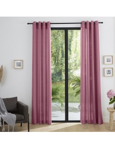 Paire de Doubles Rideaux à œillets "effet lin" Rose poudré 140 x 260 cm Moonlight deco