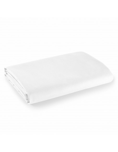 Drap plat Blanc 180 x 290 cm pour lit 1 place 100% coton/57 fils/cm²