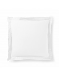 Taie d'oreiller Blanc 63 x 63 cm volant plat piqué  / 100% Coton / 57 fils/cm²