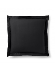 Taie d'oreiller Noir 63 x 63 cm volant plat piqué  / 100% Coton / 57 fils/cm²