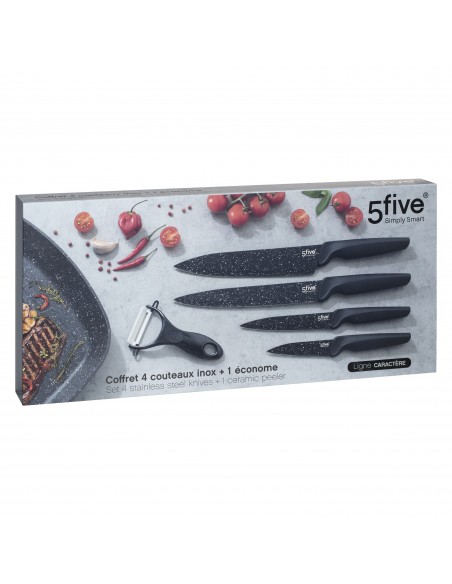 Ensemble 4 couteaux inox + 1 économe céramique  Secret de Gourmet