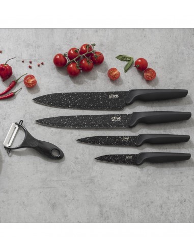 Ensemble 4 couteaux inox + 1 économe céramique  Secret de Gourmet Ensemble 4 couteaux inox + 1 économe céramique  Secret de Gourmet