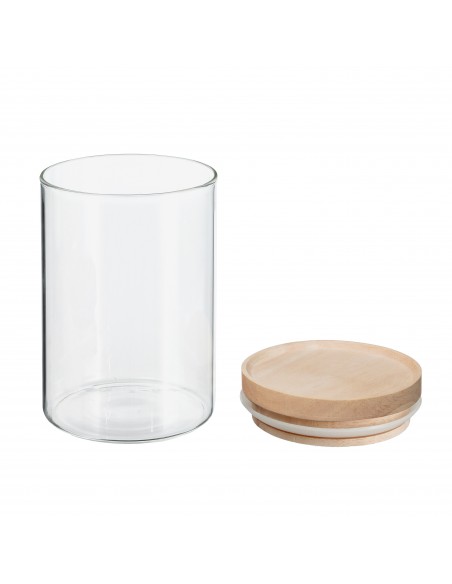 Bocaux de rangement en verre et bois couvercle hermétique Atmosphera