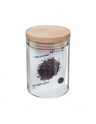 Bocaux de rangement en verre et bois couvercle hermétique Atmosphera