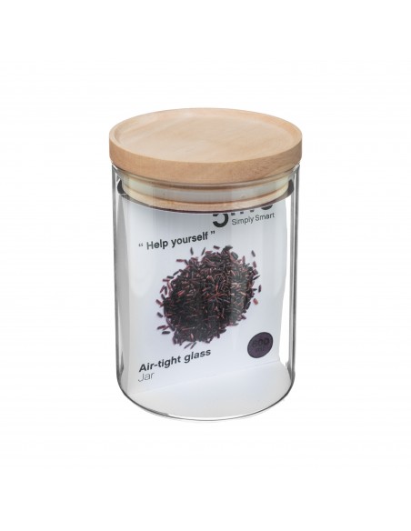 Bocaux de rangement en verre et bois couvercle hermétique Atmosphera