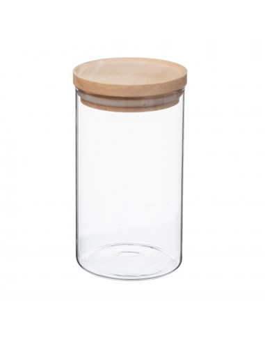 Bocaux de rangement en verre et bois couvercle hermétique Atmosphera