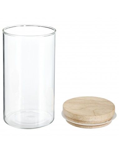 Bocaux de rangement en verre et bois couvercle hermétique Atmosphera