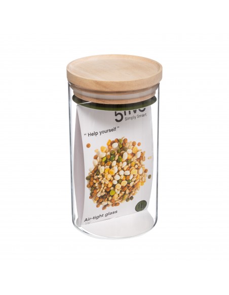 Bocaux de rangement en verre et bois couvercle hermétique Atmosphera