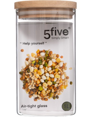 Bocaux de rangement en verre et bois couvercle hermétique Atmosphera