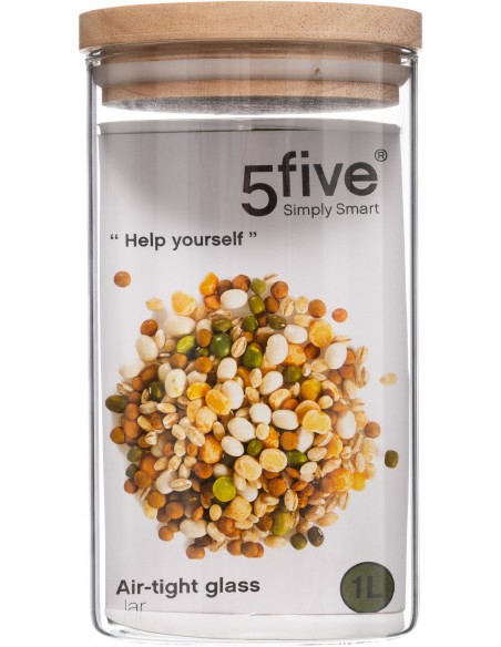 Bocaux de rangement en verre et bois couvercle hermétique Atmosphera