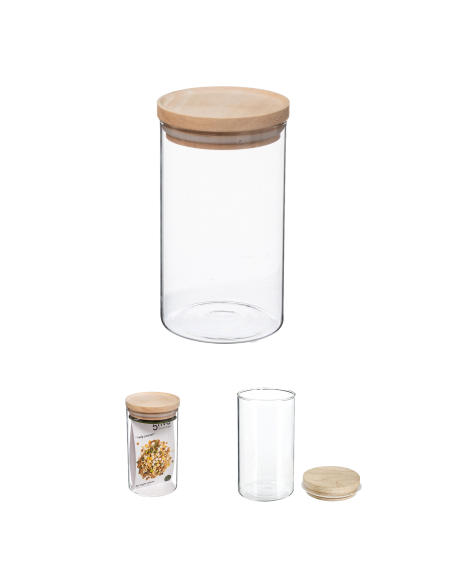 Bocaux de rangement en verre et bois couvercle hermétique Atmosphera