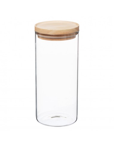 Bocaux de rangement en verre et bois couvercle hermétique Atmosphera