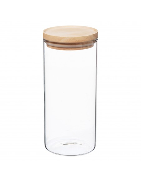 Bocaux de rangement en verre et bois couvercle hermétique Atmosphera
