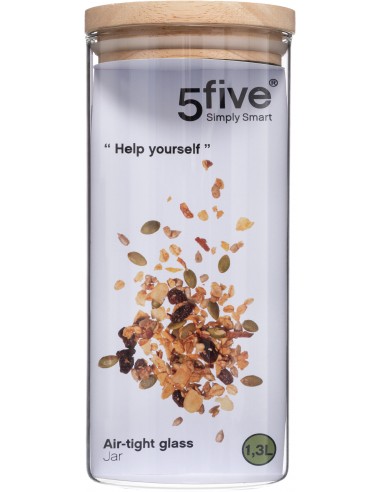 Bocaux de rangement en verre et bois couvercle hermétique Atmosphera