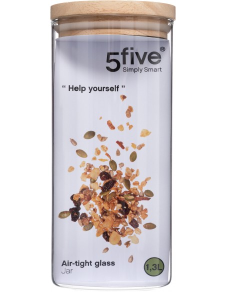 Bocaux de rangement en verre et bois couvercle hermétique Atmosphera