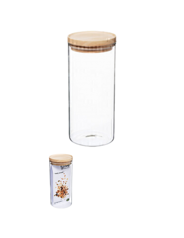 Bocaux de rangement en verre et bois couvercle hermétique Atmosphera