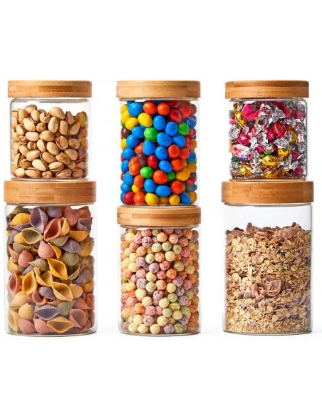 Bocaux de rangement en verre et bois couvercle hermétique Atmosphera