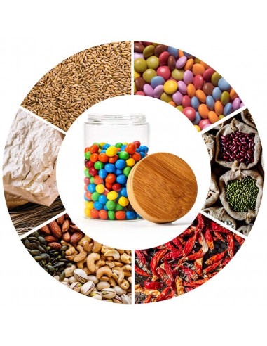 Bocaux de rangement en verre et bois couvercle hermétique Atmosphera
