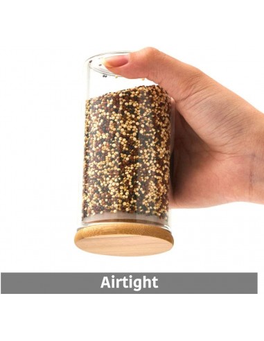 Bocaux de rangement en verre et bois couvercle hermétique Atmosphera