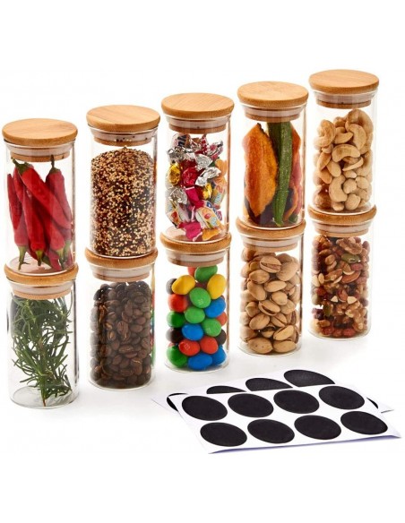 Bocaux de rangement en verre et bois couvercle hermétique Atmosphera