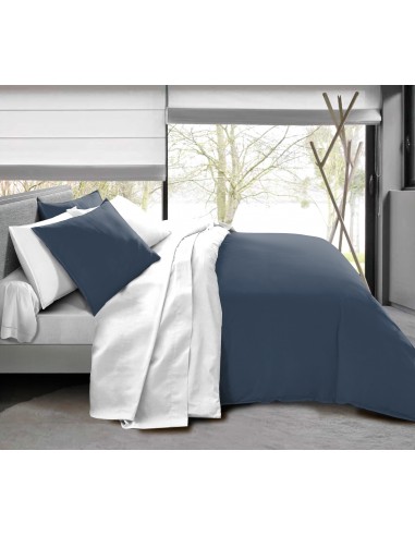 Pack complet 6 pièces Marine/Blanc réversible housse de couette pour lit 160 x 200 cm
