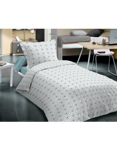 Parure de couette Slothy Gris pour lit 90 x 190 cm 100% coton / 57 fils/cm²