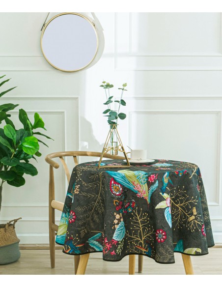 Nappe anti tache ronde "Colibri" 160 cm (4 à 6 couverts)