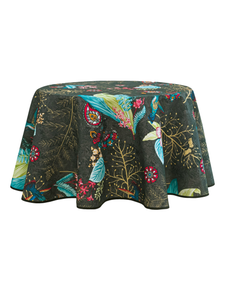 Nappe anti tache ronde "Colibri" 160 cm (4 à 6 couverts)
