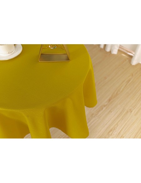 Nappe anti tache unie moutarde ronde 160 cm