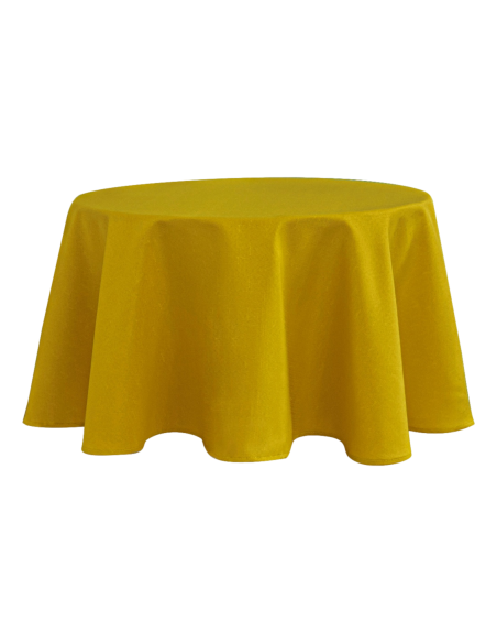 Nappe anti tache unie moutarde ronde 160 cm