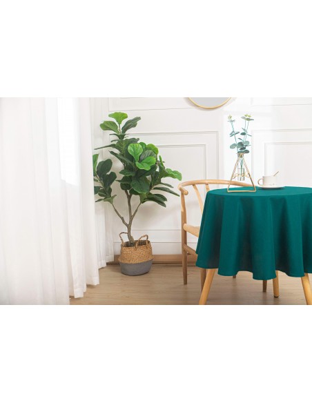Nappe anti tache unie bleu paon ronde 160 cm
