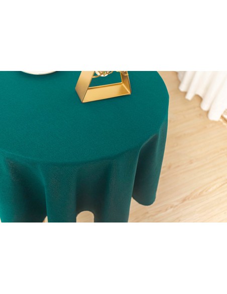 Nappe anti tache unie bleu paon ronde 160 cm