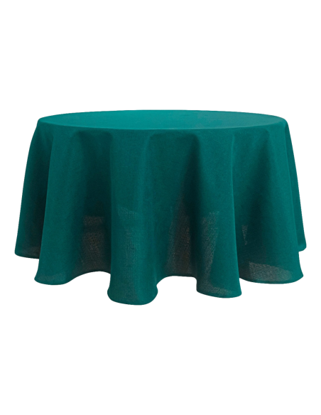 Nappe anti tache unie bleu paon ronde 160 cm