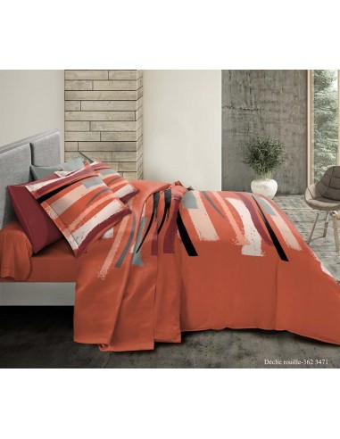 Pack complet Declic Rouille housse de couette pour lit 160 x 200 cm 100% coton / 57 fils/cm²