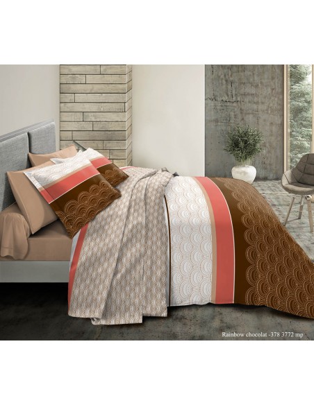 Pack complet Rainbow Choco housse de couette pour lit 160 x 200 cm 100% coton / 57 fils/cm²