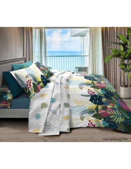 Pack complet Palm Spring housse de couette pour lit 140 x 190 cm 100% coton / 57 fils/cm²