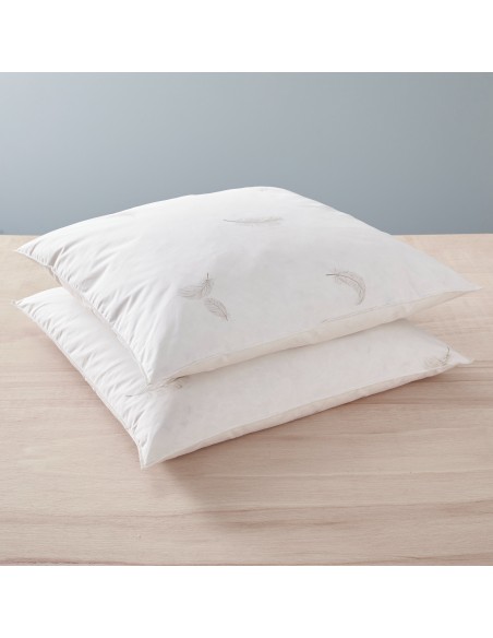 Lot de 2 oreillers 60 x 60 cm Blanrêve Gamme Naturelle "Prestige" plumes véritables confort moelleux