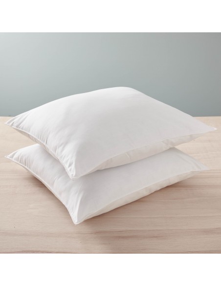 Lot de 2 oreillers 60 x 60 cm Blanrêve Gamme Polycoton "Confort" traité Anti Acarien Soft & care