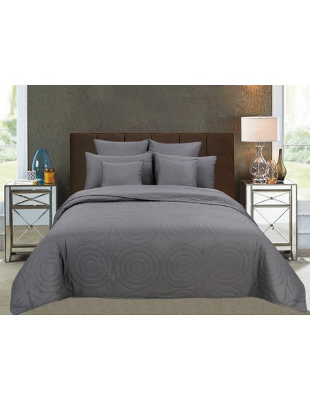 Couvre lit boutis 7 pièces uni "Piquage Circle" Acier