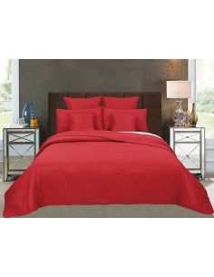 Couvre lit boutis 7 pièces uni "Piquage Circle" Rouge