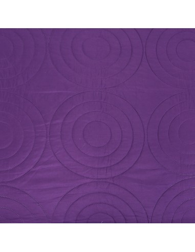Couvre lit boutis 7 pièces uni "Piquage Circle" Prune