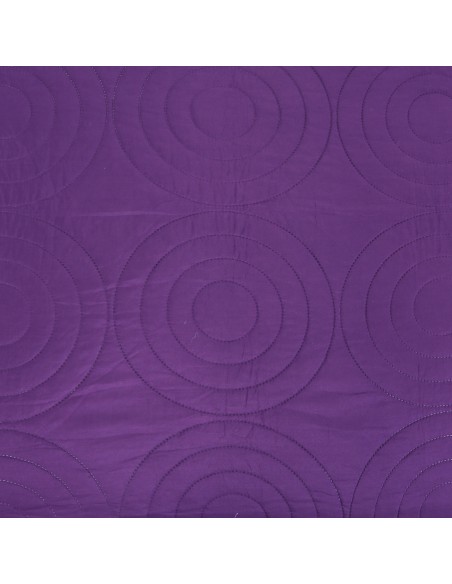 Couvre lit boutis 7 pièces uni "Piquage Circle" Prune