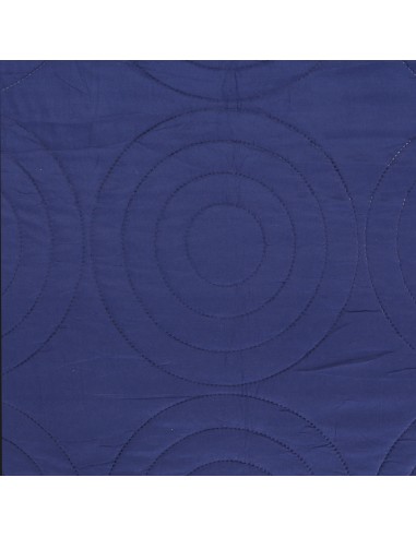 Couvre lit boutis 7 pièces bicolore "Piquage Circle" Marine / Turquoise